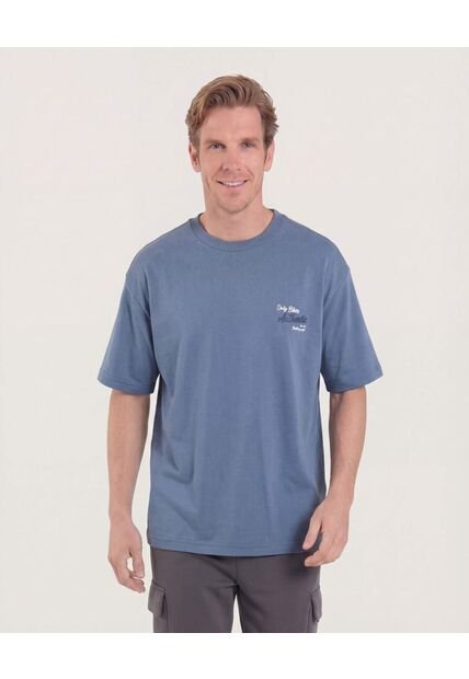 Camiseta  Para Hombre Manga Corta Cuello Redondo Color Azul Marca Ostu #60091904