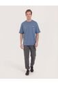Camiseta  Para Hombre Manga Corta Cuello Redondo Color Azul Marca Ostu #60091904 de Ostu