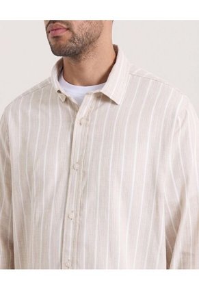 Camisa  Para Hombre Manga Larga Sin Bolsillo Cuello C Color Camel Marca Ostu #60018229