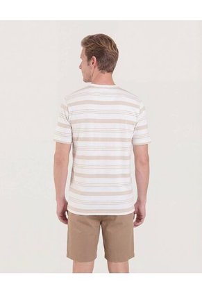 Camiseta  Para Hombre Manga Corta Cuello Redondo Color Arena Marca Ostu #60091811