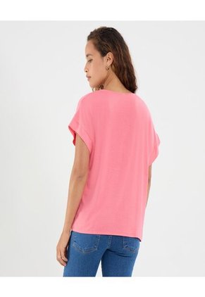 Blusa Para Mujer Manga Corta Color Coral Marca Ostu #40121125