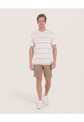 Camiseta  Para Hombre Manga Corta Cuello Redondo Color Arena Marca Ostu #60091811