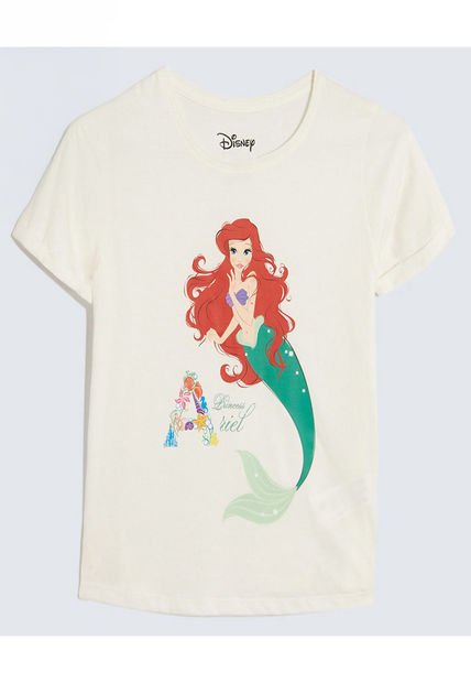 Camiseta Infantil Niña Manga Corta Cuello Redondo Color Crema Marca Ostu #90090286