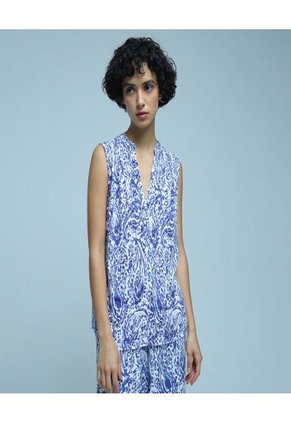 Blusa Para Mujer Manga Sisa Color Azul Marca Ostu #40120963