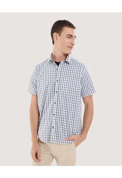 Camisa Para Hombre Manga Corta Con Bolsillo Cuello Casual M Color Azul Marca Ostu #60010851