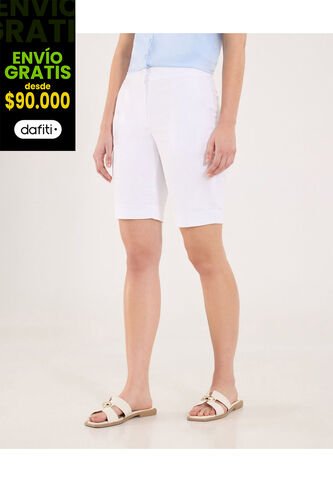 Bermuda Para Mujer Regular Corto Color Crudo Marca Ostu #40100097 Ostu