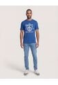 Camiseta  Para Hombre Manga Corta Cuello Redondo Color Azul Marca Ostu #60091899 de Ostu