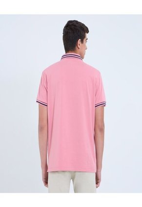 Polo Para Hombre Cuello Tejido Sin Bolsillo Color Coral Marca Ostu #60110770