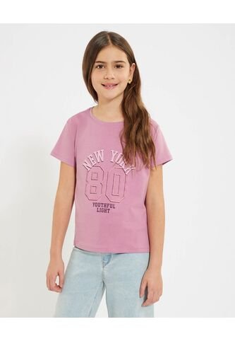 Camiseta Infantil Niña Manga Corta Cuello Redondo Color Rosado Marca Ostu #90090295 Ostu