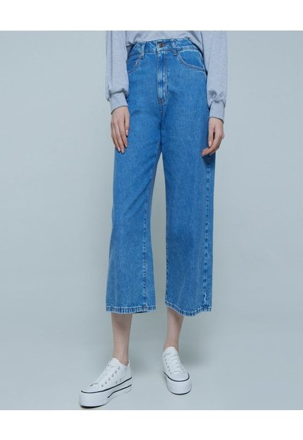 Jean Culotte Tono Medio  Para Mujer Azul Ostu