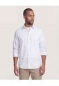 Camisa  Para Hombre Manga Larga Sin Bolsillo Cuello C Color Blanco Marca Ostu #60019881 de Ostu