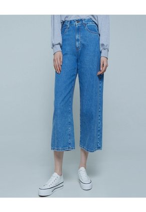 Jean Culotte Tono Medio  Para Mujer Azul Ostu