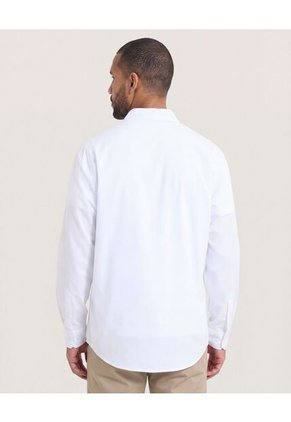 Camisa  Para Hombre Manga Larga Sin Bolsillo Cuello C Color Blanco Marca Ostu #60019881