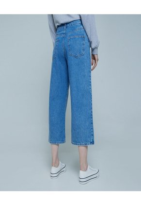 Jean Culotte Tono Medio  Para Mujer Azul Ostu