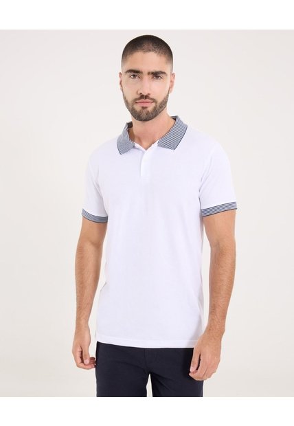 Polo Para Hombre Cuello Tejido Sin Bolsillo Color Blanco Marca Ostu #60110751