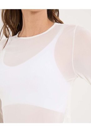 Camiseta Para Mujer Manga Larga Cuello Redondo Color Crema Marca Ostu #40092616