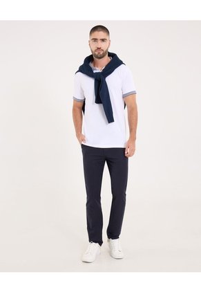 Polo Para Hombre Cuello Tejido Sin Bolsillo Color Blanco Marca Ostu #60110751