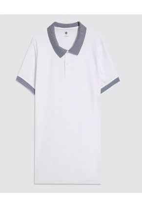 Polo Para Hombre Cuello Tejido Sin Bolsillo Color Blanco Marca Ostu #60110751