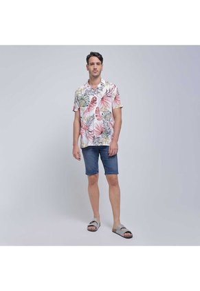 Camisa Para Hombre Manga Corta Sin Bolsillo Color Rosa Marca Ostu #60010711