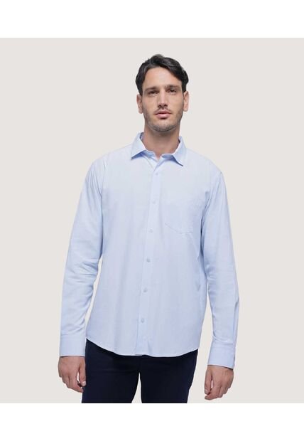 Camisa Para Hombre Manga Larga Con Bolsillo Color Celeste Marca Ostu #60010715