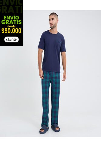 Pijama Para Hombre M/C P/L Color Verde Marca Ostu #60040193 Ostu