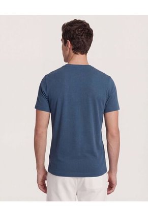 Camiseta  Para Hombre Manga Corta Cuello Redondo Color Azul Marca Ostu #60091911