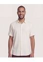 Camisa  Para Hombre Manga Corta Sin Bolsillo Cuello C Color Crudo Marca Ostu #60019069 de Ostu