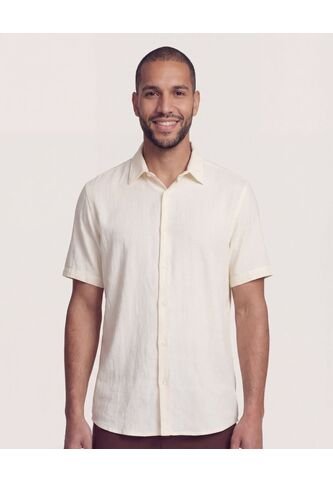 Camisa  Para Hombre Manga Corta Sin Bolsillo Cuello C Color Crudo Marca Ostu #60019069 Ostu