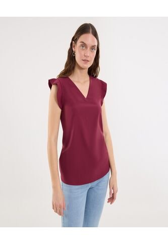 Blusa Para Mujer Manga Corta Color Vino Marca Ostu #40121156 Ostu