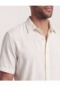 Camisa  Para Hombre Manga Corta Sin Bolsillo Cuello C Color Crudo Marca Ostu #60019069 de Ostu