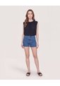 Short Mom Denim Ajuste Relax  Para Mujer Azul Ostu de Ostu