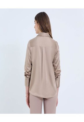 Camisa Para Mujer Manga Larga Color Café Marca Ostu #40010294