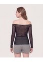 Camiseta Off Shoulder Transparente  Para Mujer Negro Ostu de Ostu