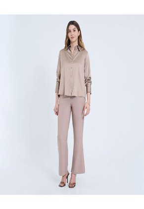 Camisa Para Mujer Manga Larga Color Café Marca Ostu #40010294