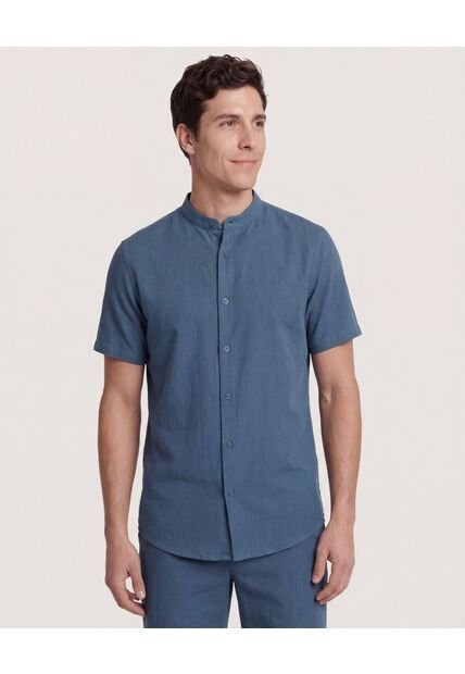Camisa  Para Hombre Manga Corta Sin Bolsillo Cuello N Color Azul Marca Ostu #60010910