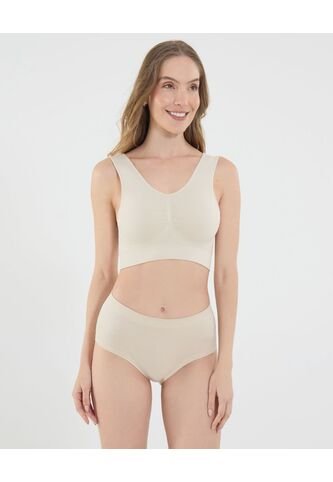 Top Para Mujer Seamless Con Copas Color Beige Marca Ostu #40220398 Ostu