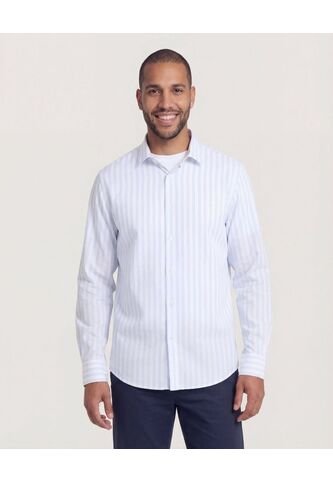 Camisa  Para Hombre Manga Larga Sin Bolsillo Cuello C Color Azul Marca Ostu #60019068 Ostu