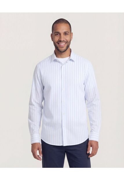 Camisa  Para Hombre Manga Larga Sin Bolsillo Cuello C Color Azul Marca Ostu #60019068