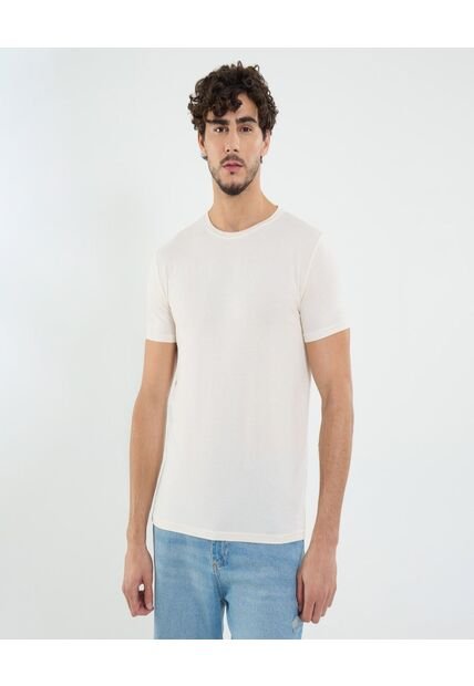Camiseta Para Hombre Manga Corta Cuello Redondo Color Crema Marca Ostu #60091651