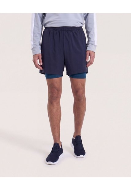 Bermuda Running Reflectiva  Para Hombre Azul Ostu
