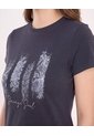 Camiseta Slim Con Estampado Vertical  Para Mujer Negro Ostu de Ostu