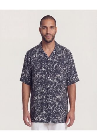 Camisa  Para Hombre Manga Corta Sin Bolsillo Cuello C Color Negro Marca Ostu #60018215 Ostu