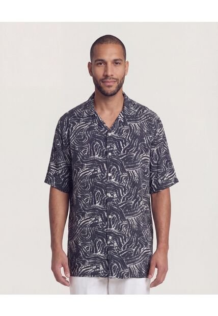 Camisa  Para Hombre Manga Corta Sin Bolsillo Cuello C Color Negro Marca Ostu #60018215
