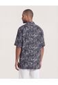 Camisa  Para Hombre Manga Corta Sin Bolsillo Cuello C Color Negro Marca Ostu #60018215 de Ostu