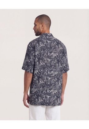 Camisa  Para Hombre Manga Corta Sin Bolsillo Cuello C Color Negro Marca Ostu #60018215