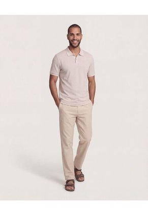Polo  Para Hombre Cuello Tejido Sin Bolsillo Color Beige Marca Ostu #60110892