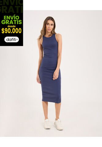 Vestido Para Mujer M/Sisa Largo Color Azul  Marca Ostu #40170300 Ostu