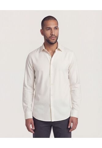 Camisa  Para Hombre Manga Larga Sin Bolsillo Cuello C Color Crudo Marca Ostu #60019067 Ostu