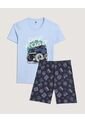 Pijama  Infantil Niño M/C P/C Color Celeste Marca Ostu #80040105 de Ostu