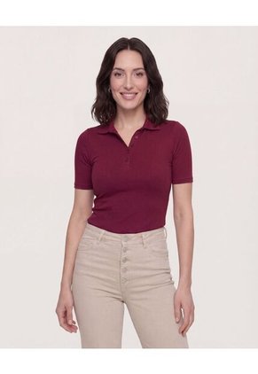 Polo Para Mujer Manga Corta Color Vino Marca Ostu #40110187